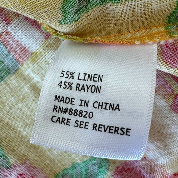 Rachel Roy Linen Blend Top Size M Floral‎ Tropical Colorful Beaded Tassels - Picture 9 of 11
